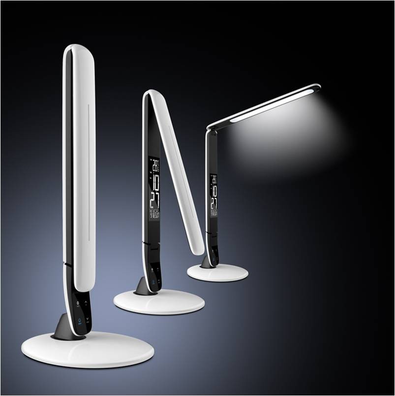 Contemporary Rechargeable Battery Operated Desk Lamp With Alarm Clock