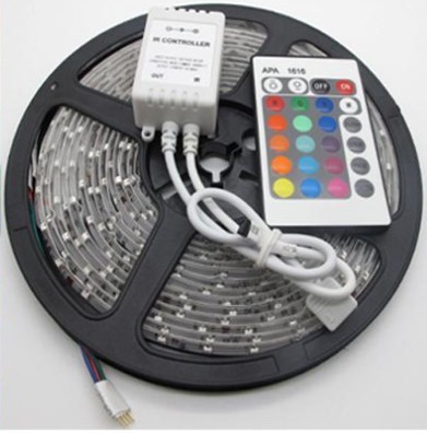 SMD5050 indoor decoration use IP20 DC24V 5m/roll 4-in-1 rgb flexible strip with smart rgb controller