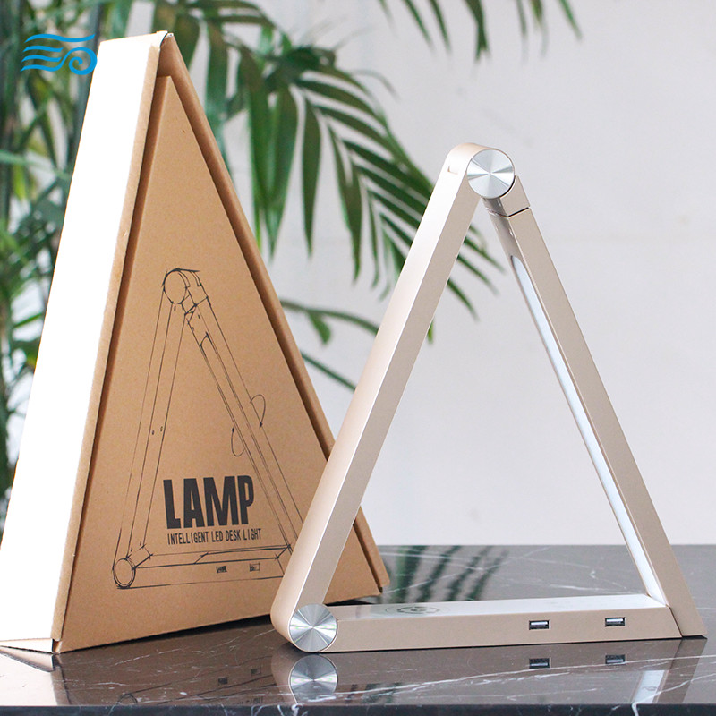 Bedroom Reading 150lm Triangle Desk LED Night Lamp With Wireless Charger